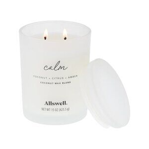 Calm 2-Wick Scented Candle 15oz – Coconut, Citrus & Amber – Spa Aromatherapy